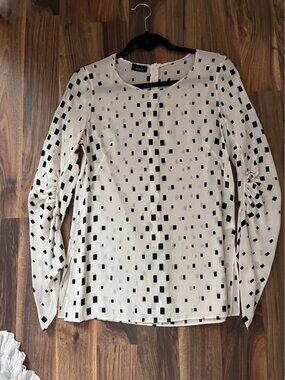 Black and White Polka Dot Silk Akris Blouse size S